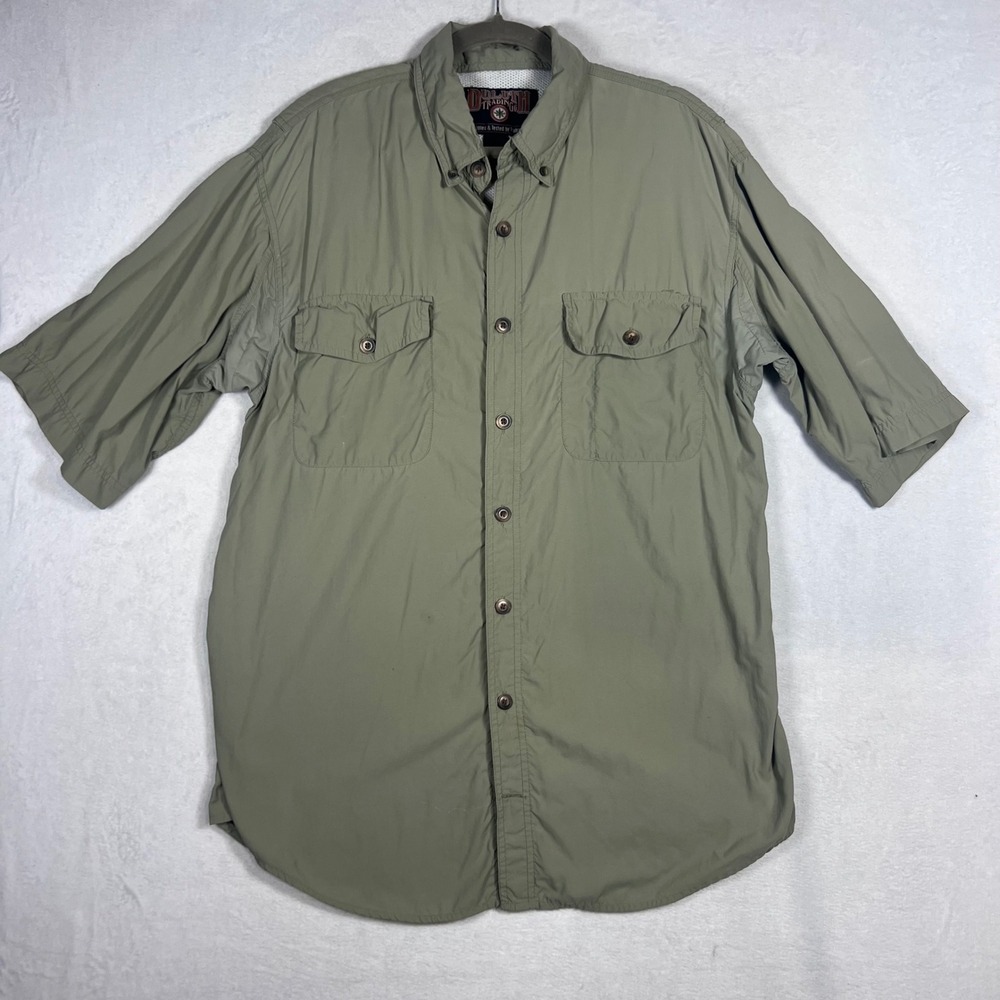 Duluth Trading Co Mens Large Tall Olive Green Ventilated Fishing Hiking Shirt